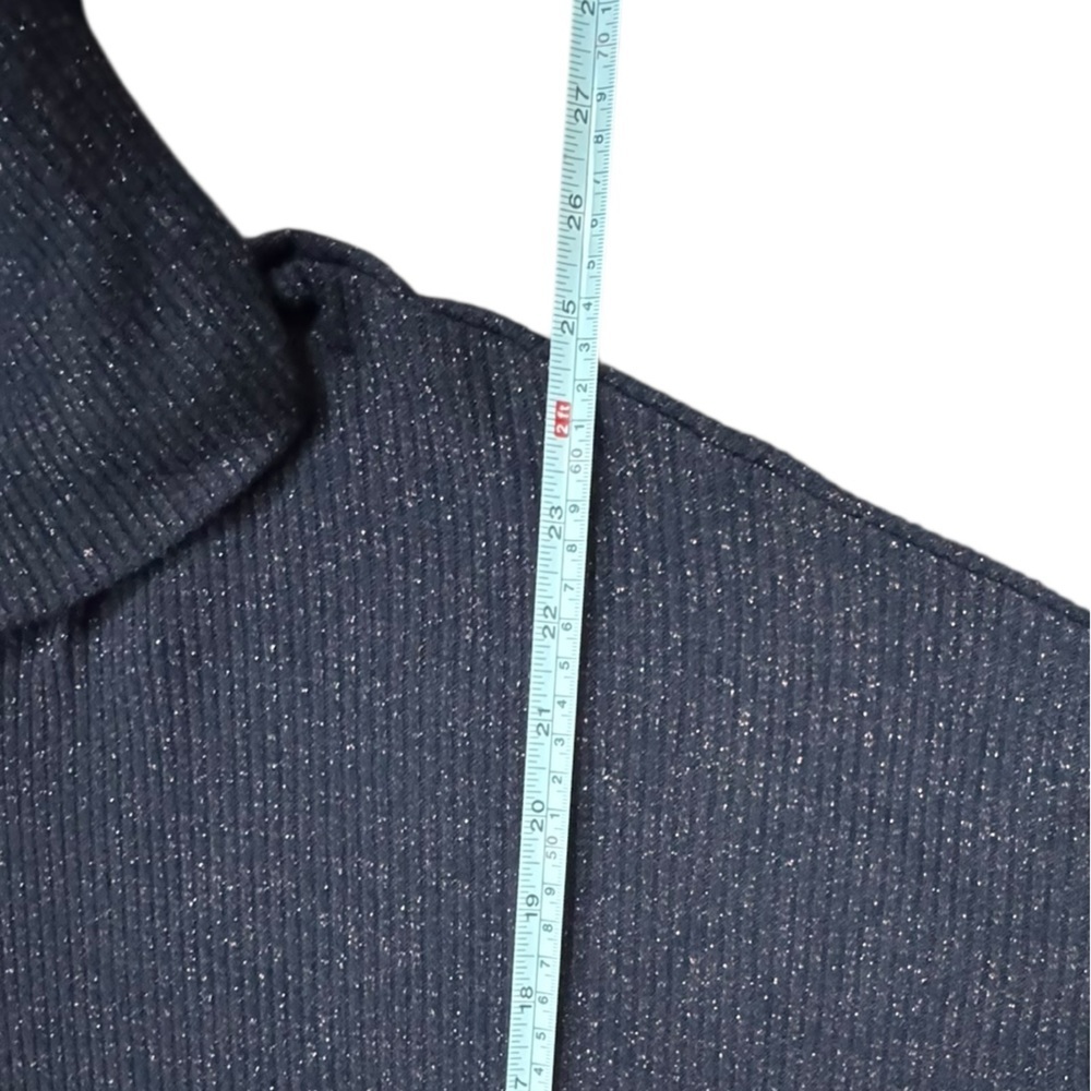 Anthropologie Postmark Orley navy metallic oversized cowl neck sweater Size L​ - Picture 7 of 9